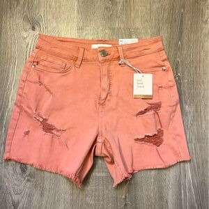 Women's Lauren Conrad‎ Super High Rise Pink Destroyed Jean Shorts- Size 4- NWT